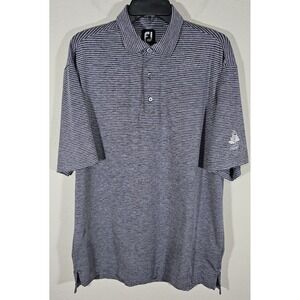 FootJoy FJ Polo Shirt‎ Mens Gray White Striped Golf The Retreat Short Sleeve